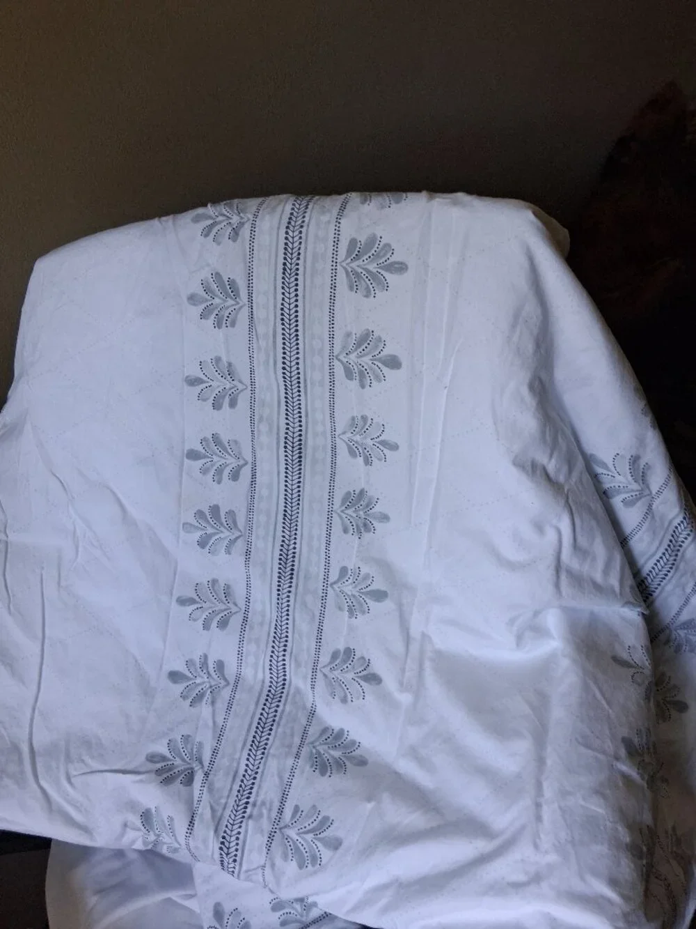 Boll & Branch White with Grey Accents KING/Cal.K Duvet Cover 3 PCS Set. FLAW